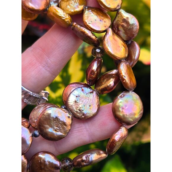 SILPADA 3 Strand Bronze Freshwater Pearl & Sterling Silver Necklace 16" Retired - Picture 4 of 10